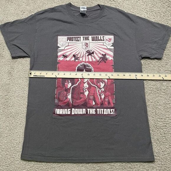 Attack on Titan Final Protect The Wall T-Shirt Mens Size Medium Gray Grey - Picture 6 of 7